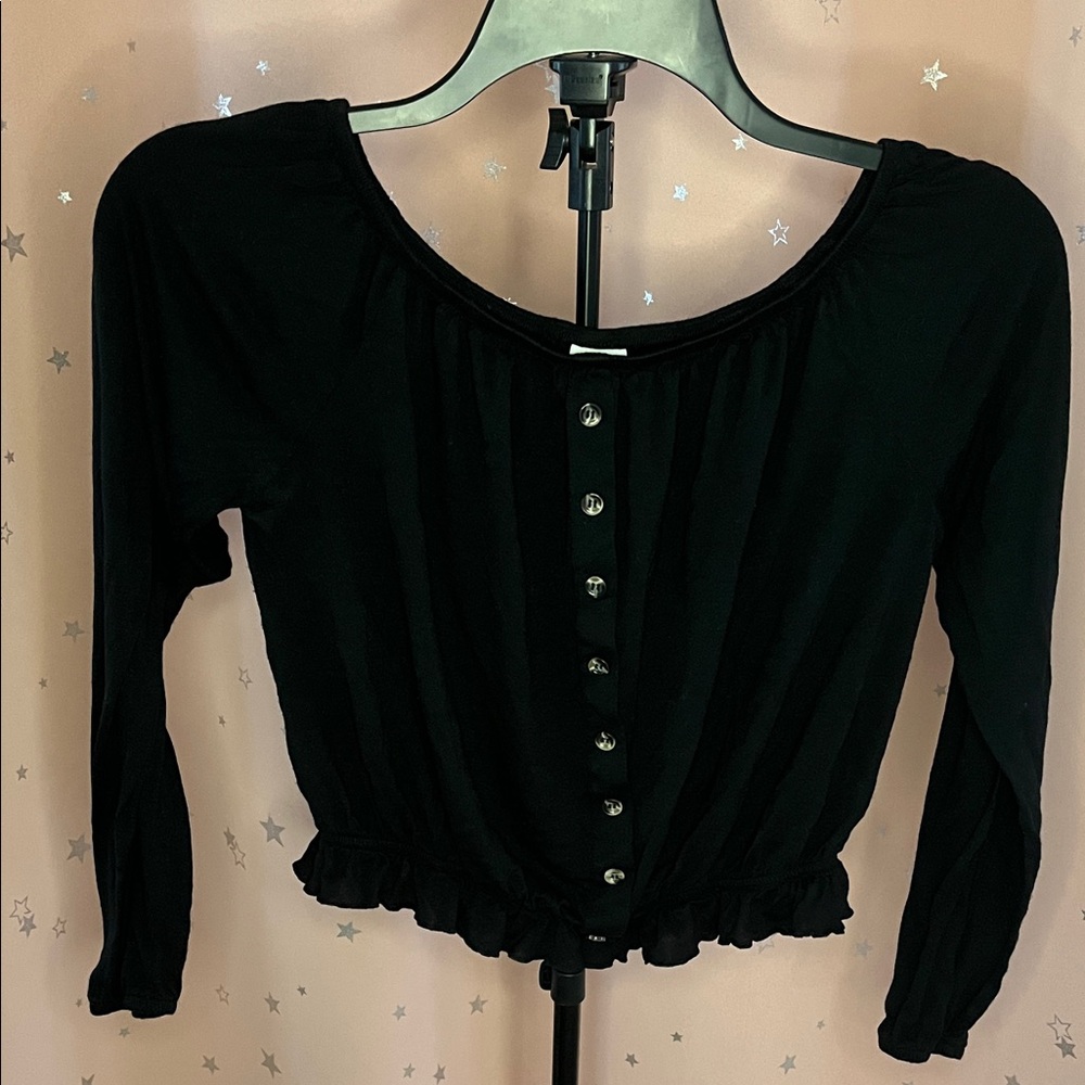 H&M Black Button-Up Blouse
